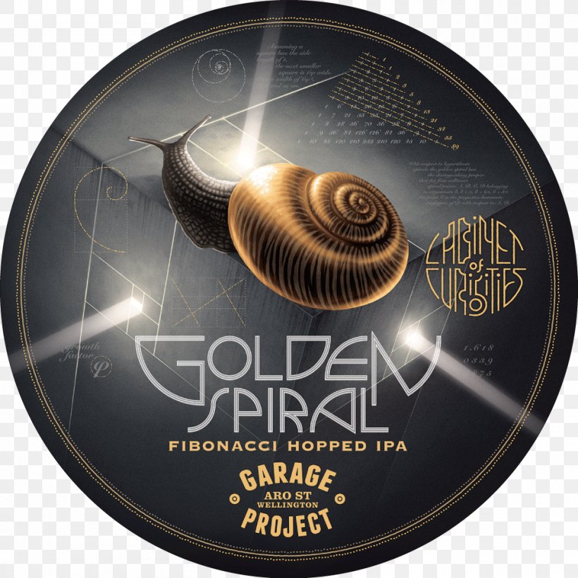 Golden Spiral Garage Project Fibonacci Number Geometry, PNG, 1000x1000px, Golden Spiral, Beer, Beer Brewing Grains Malts, Bottle, Brand Download Free
