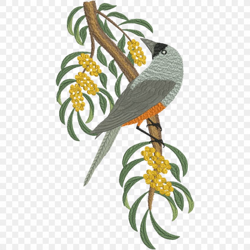 Bird Parrot Machine Embroidery, PNG, 1000x1000px, Bird, Beak, Branch, Embroidery, Flora Download Free