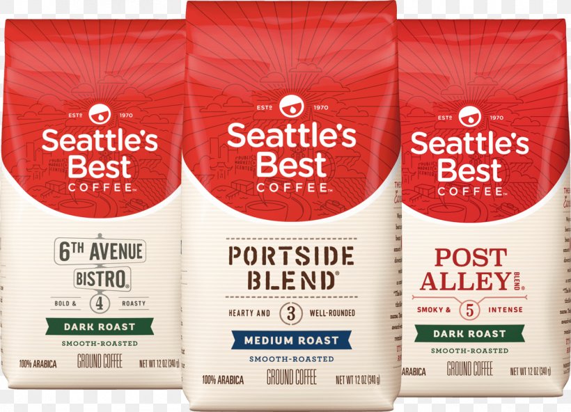 Seattle's Best Coffee Decaffeination Roasting, PNG, 1299x939px, Coffee, Brewed Coffee, Coffee Bag, Coffee Bean, Decaffeination Download Free
