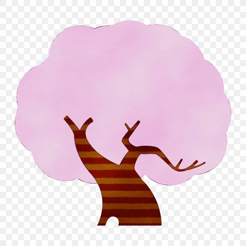 Silhouette Pink Cartoon Tree Clip Art, PNG, 1200x1200px, Watercolor, Cartoon, Gesture, Hand, Paint Download Free