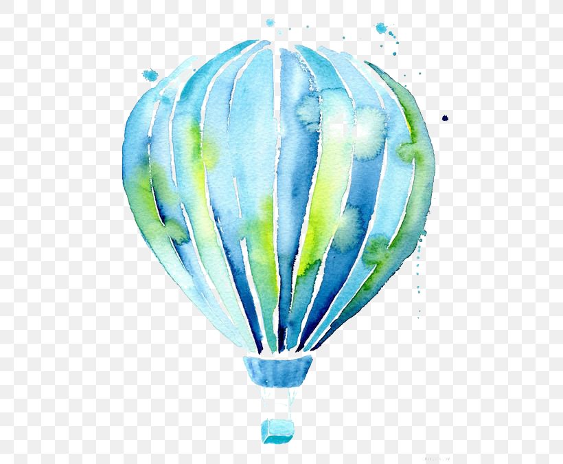 Hot Air Balloon Drawing Watercolor Painting Illustration, PNG, 500x675px, Hot Air Balloon, Aqua, Art, Artist Trading Cards, Aviation Download Free