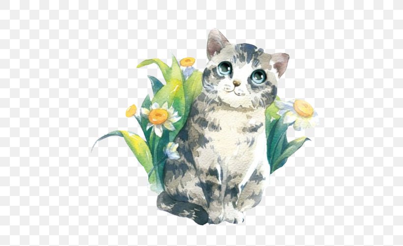 Cat Watercolor Painting Cuteness Illustration, PNG, 502x502px, Cat, Carnivoran, Cartoon, Cat Like Mammal, Cuteness Download Free