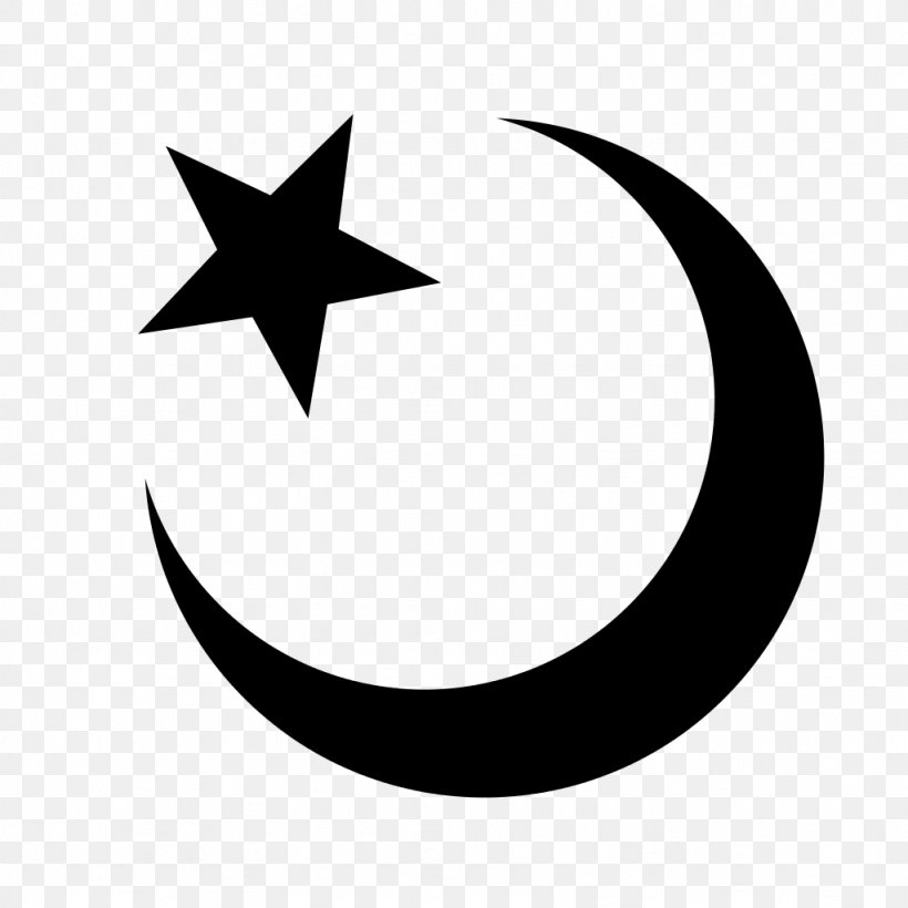 Star And Crescent Islam Symbol, PNG, 1024x1024px, Star And Crescent, Artwork, Black And White, Crescent, Islam Download Free