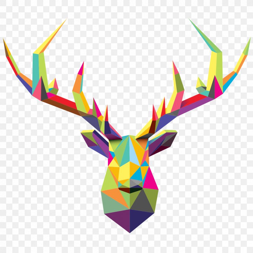 Reindeer Low Poly, PNG, 1200x1200px, Deer, Antler, Drawing, Line Art, Low Poly Download Free