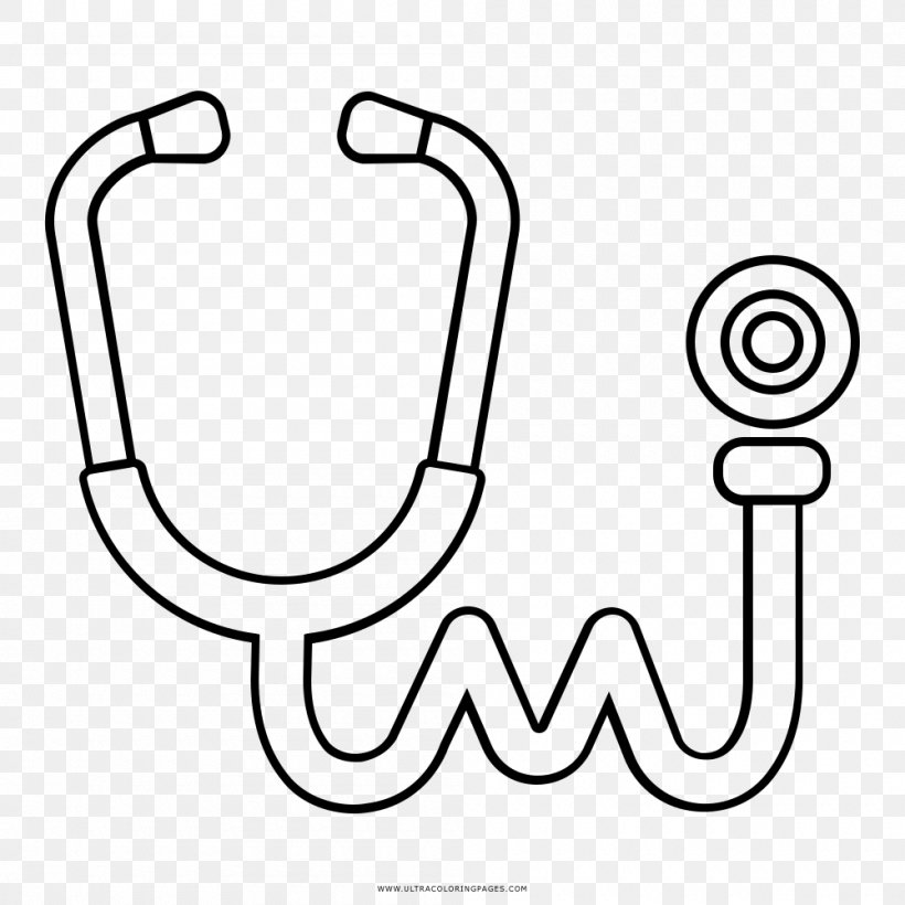 Drawing Stethoscope Coloring Book Black And White, PNG, 1000x1000px, Drawing, Area, Black And White, Coloring Book, Finger Download Free