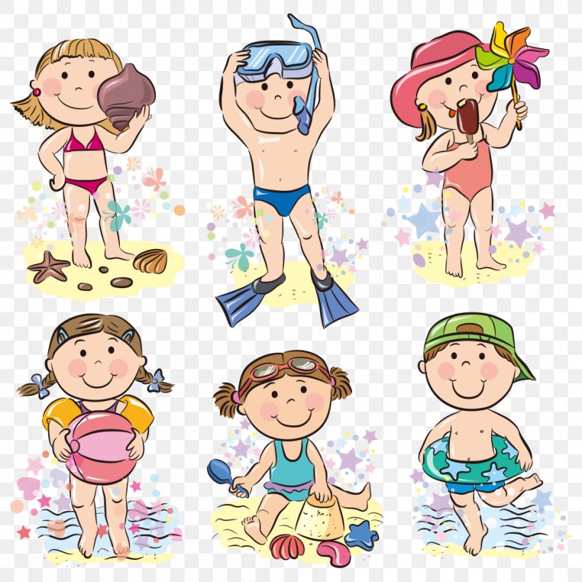 Child Beach Clip Art, PNG, 1000x1000px, Watercolor, Cartoon, Flower, Frame, Heart Download Free