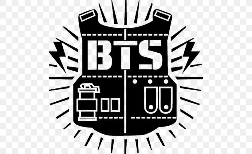 BTS Logo BigHit Entertainment Co., Ltd. K-pop Sticker, PNG, 500x500px, Bts, Area, Bighit Entertainment Co Ltd, Black, Black And White Download Free