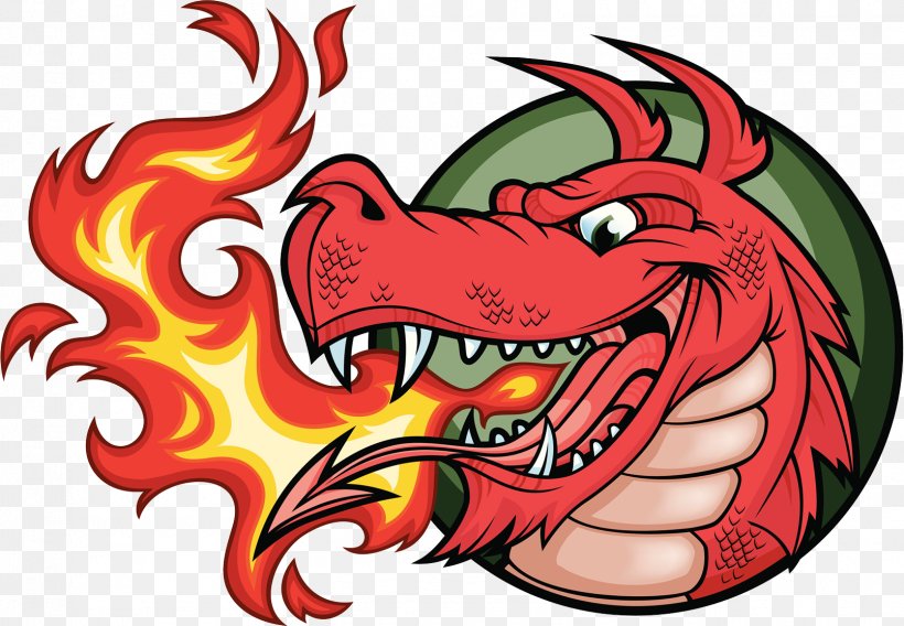 Red Dragon Breathing Fire Cartoon