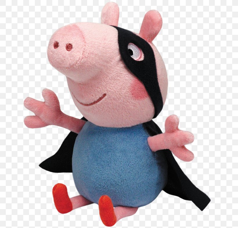 George Pig Stuffed Animals & Cuddly Toys Ty Inc. TY Beanie Babies Medium Peppa Pig Super Hero George Ty Beanie Babies Peppa Pig Regular Plush, PNG, 682x785px, Watercolor, Cartoon, Flower, Frame, Heart Download Free