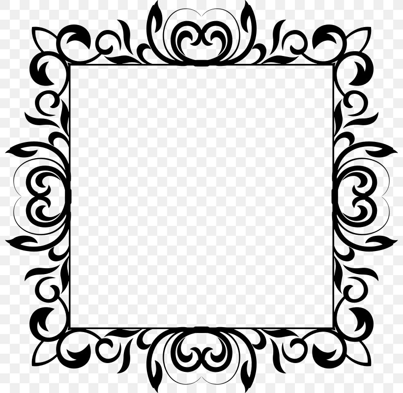 Picture Frames White Flower Clip Art, PNG, 800x800px, Picture Frames, Area, Black, Black And White, Flower Download Free