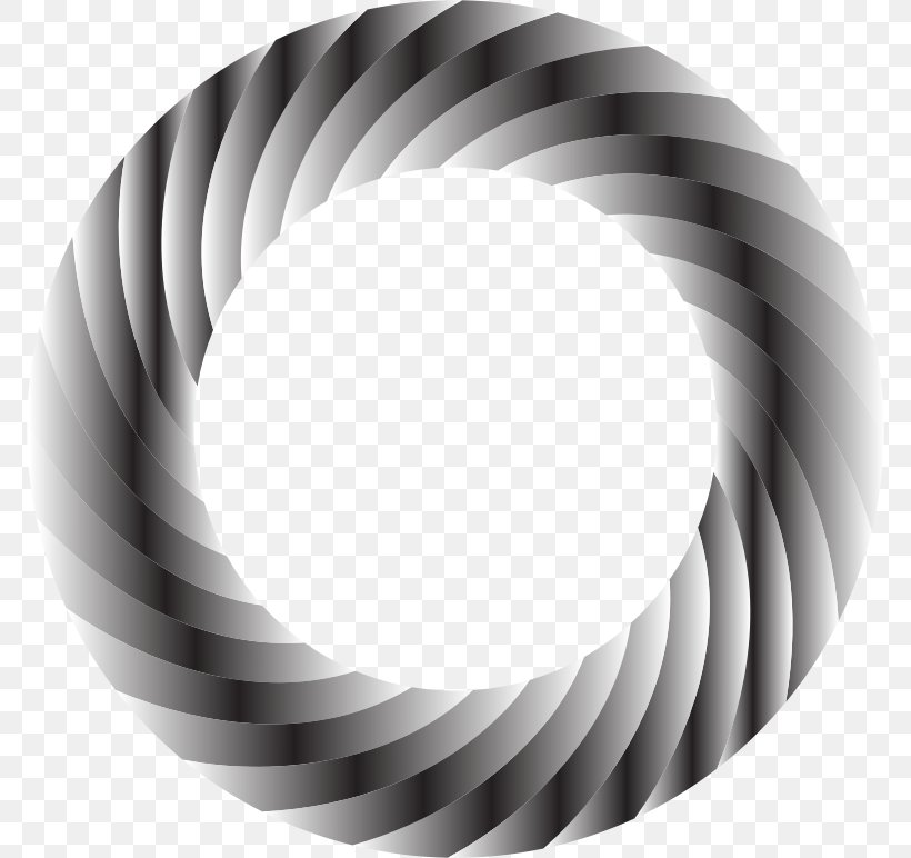 Circle Torus Rotation Clip Art, PNG, 772x772px, Torus, Black And White, Donuts, Hardware Accessory, Monochrome Download Free