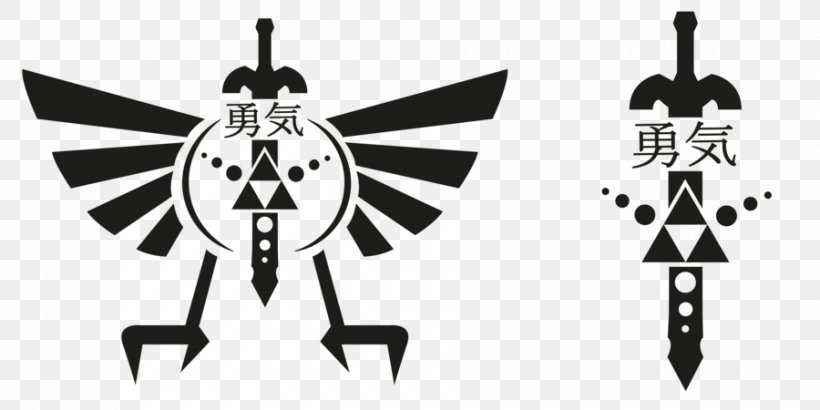 Triforce The Legend Of Zelda: Tri Force Heroes Master Sword Tattoo Universe Of The Legend Of Zelda, PNG, 900x450px, Triforce, Black, Black And White, Brand, Idea Download Free