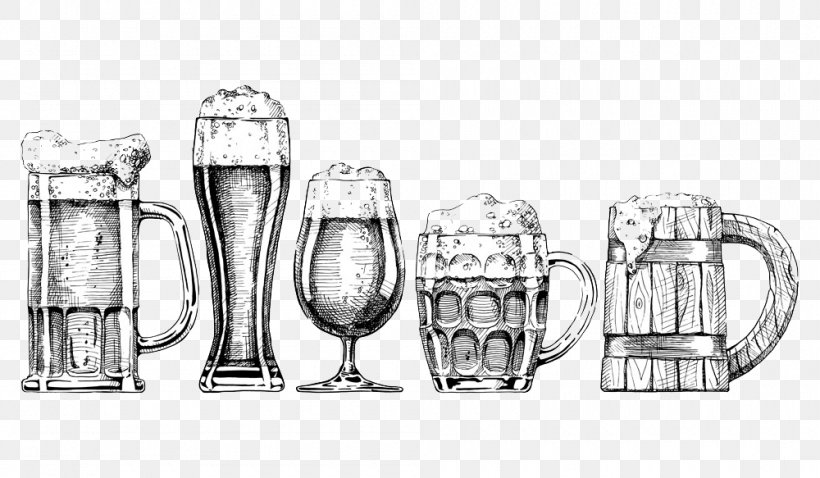 Beer Glassware Drawing Illustration, PNG, 1000x583px, Beer, Alcoholic Drink, Beer Bottle, Beer Glass, Beer Glassware Download Free