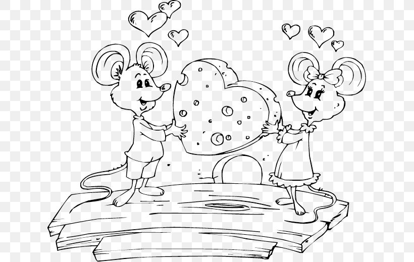 Mouse Coloring Book Child Illustration Cheese, PNG, 631x519px, Watercolor, Cartoon, Flower, Frame, Heart Download Free