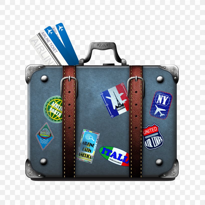 Suitcase Travel Airline Ticket Baggage Train, PNG, 2000x2000px, Suitcase, Airline Ticket, Bag, Baggage, Brand Download Free