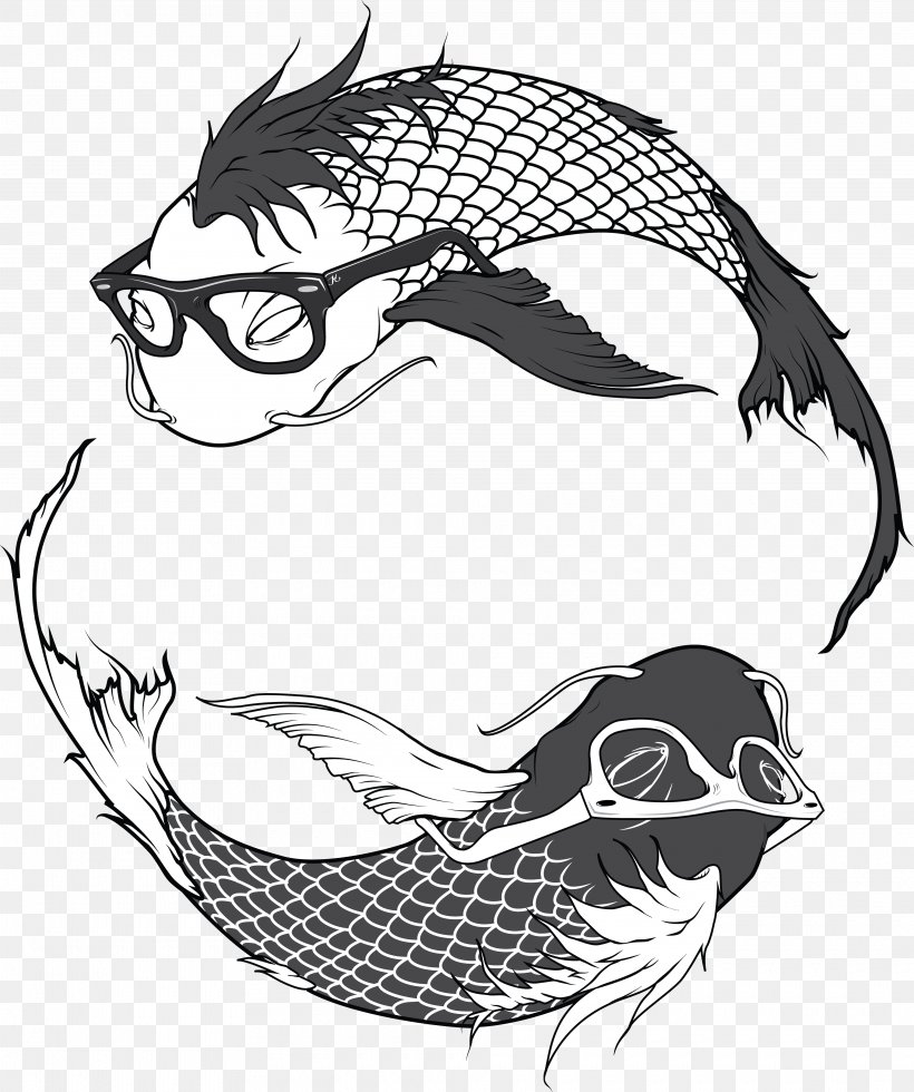 Koi Fish Mobile App Laptop Illustration, PNG, 3840x4591px, Koi, Art, Artwork, Black And White, Common Carp Download Free