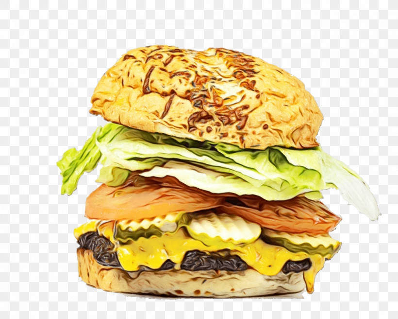Hamburger, PNG, 1000x800px, Watercolor, Breakfast Sandwich, Buffalo Burger, Cheeseburger, Fast Food Download Free