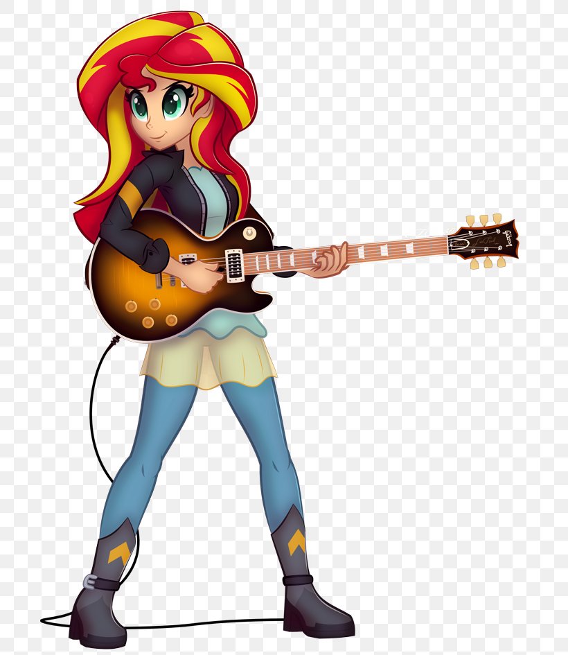 Guitar Sunset Shimmer My Little Pony: Equestria Girls Rainbow Dash, PNG, 704x945px, Guitar, Action Figure, Art, Bass Guitar, Electric Guitar Download Free