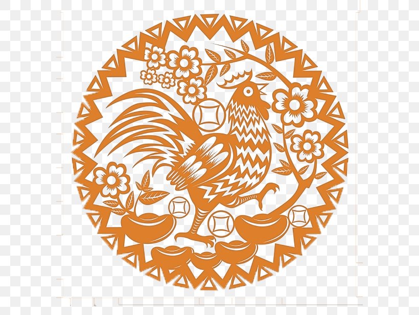 Budaya Tionghoa Chicken Papercutting Chinese Zodiac Chinese New Year, PNG, 600x616px, Budaya Tionghoa, Area, Bird, Chicken, Chinese Calendar Download Free