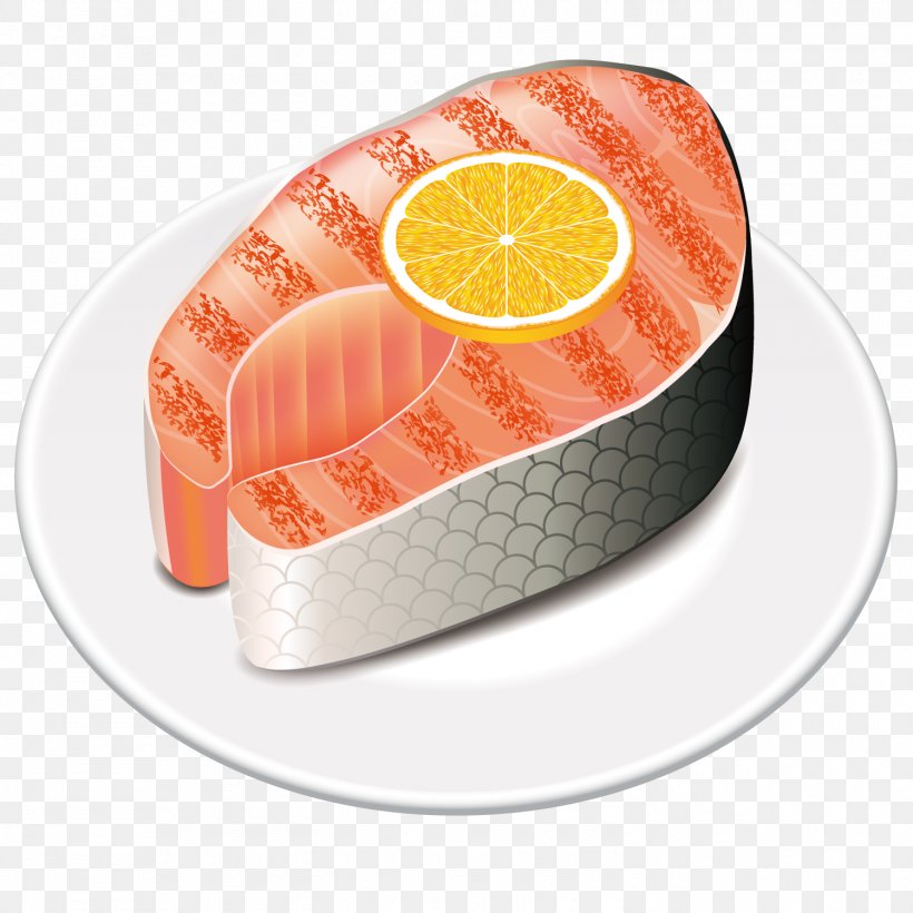 Fish Steak Japanese Cuisine Salmon Illustration, PNG, 1500x1500px, Fish Steak, Cartoon, Fillet, Japanese Cuisine, Lemon Download Free