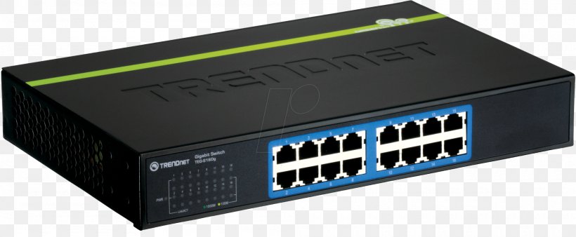 Network Switch Gigabit Ethernet TRENDnet 24-port 10/100mbps Greennet Switch, PNG, 2000x826px, 19inch Rack, Network Switch, Audio Receiver, Computer Network, Computer Port Download Free