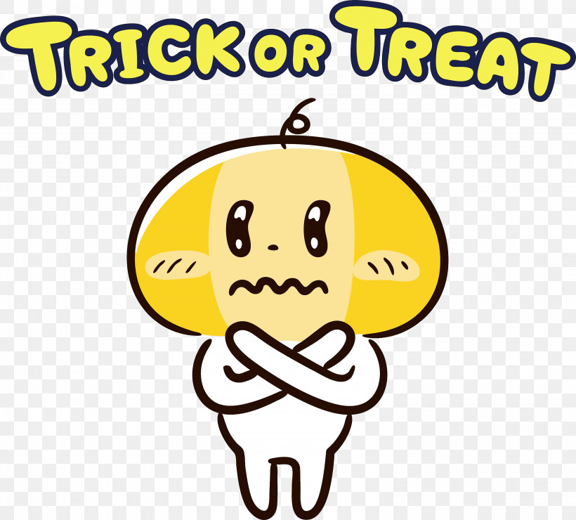 TRICK OR TREAT Happy Halloween, PNG, 3000x2708px, Trick Or Treat, Behavior, Cartoon, Emoticon, Happiness Download Free