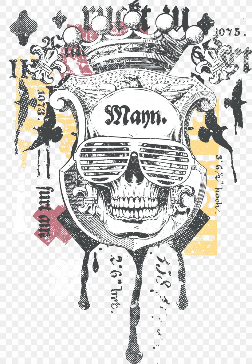 T-shirt Skull Printing, PNG, 2259x3254px, Watercolor, Cartoon, Flower, Frame, Heart Download Free