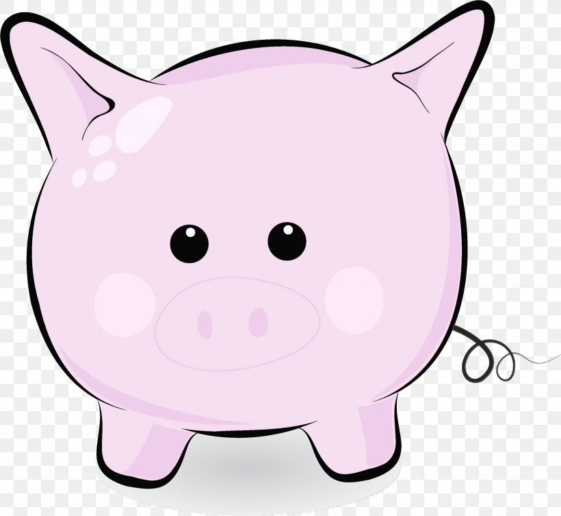 Piggy Bank, PNG, 2860x2627px, Watercolor, Cartoon, Nose, Paint, Piggy Bank Download Free
