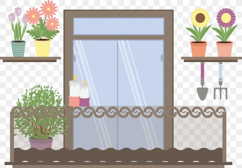 Euclidean Vector Balcony Illustration, PNG, 1224x855px, Balcony, Coreldraw, Floral Design, Flower, Furniture Download Free