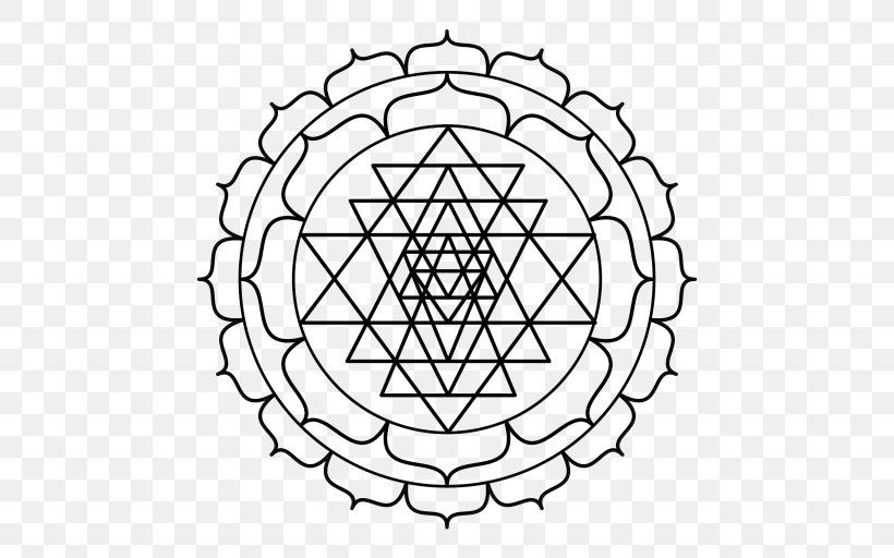 Lakshmi Sri Yantra Mandala, PNG, 512x512px, Lakshmi, Area, Bindu, Black And White, Chakra Download Free