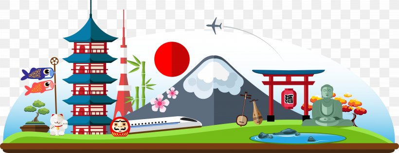 Japan Travel Landmark Illustration, PNG, 5807x2244px, Japan, Area, Brochure, Flat Design, Games Download Free