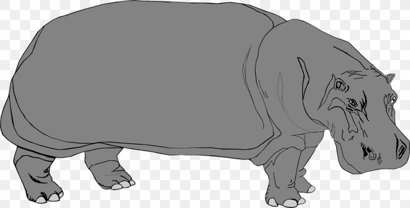 Hippopotamus Rhinoceros Pig, PNG, 958x487px, Hippopotamus, Animal Figure, Art, Bear, Black Download Free