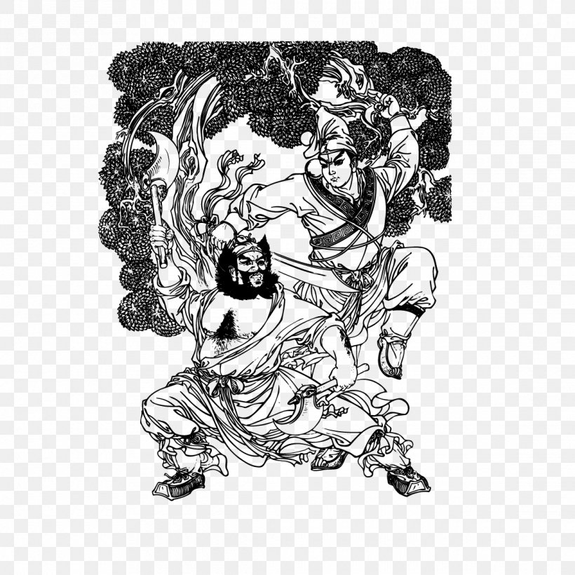 Water Margin Mount Liang Illustration, PNG, 1140x1140px, Water Margin, Art, Black, Black And White, Comics Artist Download Free