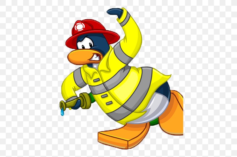 Firefighter Club Penguin Clip Art Clothing Wiki, PNG, 496x544px, 2013, Firefighter, Beak, Bird, Cartoon Download Free