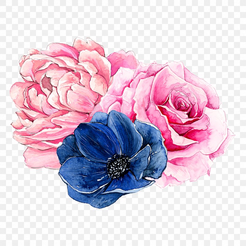 Garden Roses Flower Floral Design Watercolor Painting, PNG, 900x900px, Garden Roses, Artificial Flower, Bed, Blue, Camellia Download Free