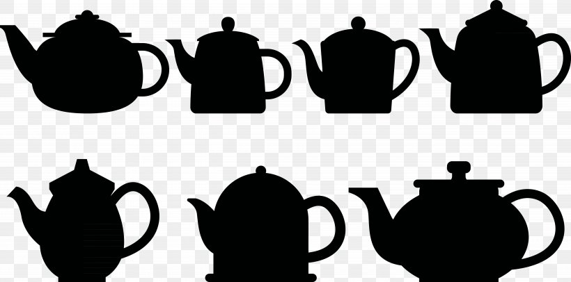 Coffee Teapot Silhouette, PNG, 5200x2577px, Coffee, Black And White, Brand, Communication, Cup Download Free
