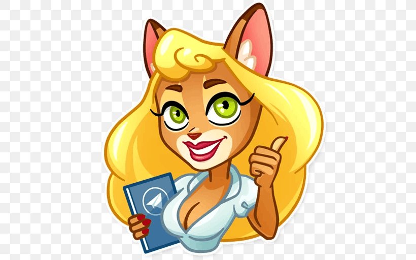 Sticker Telegram Secretary Whiskers Clip Art, PNG, 512x512px, Sticker, Carnivoran, Cartoon, Cat Like Mammal, Character Download Free