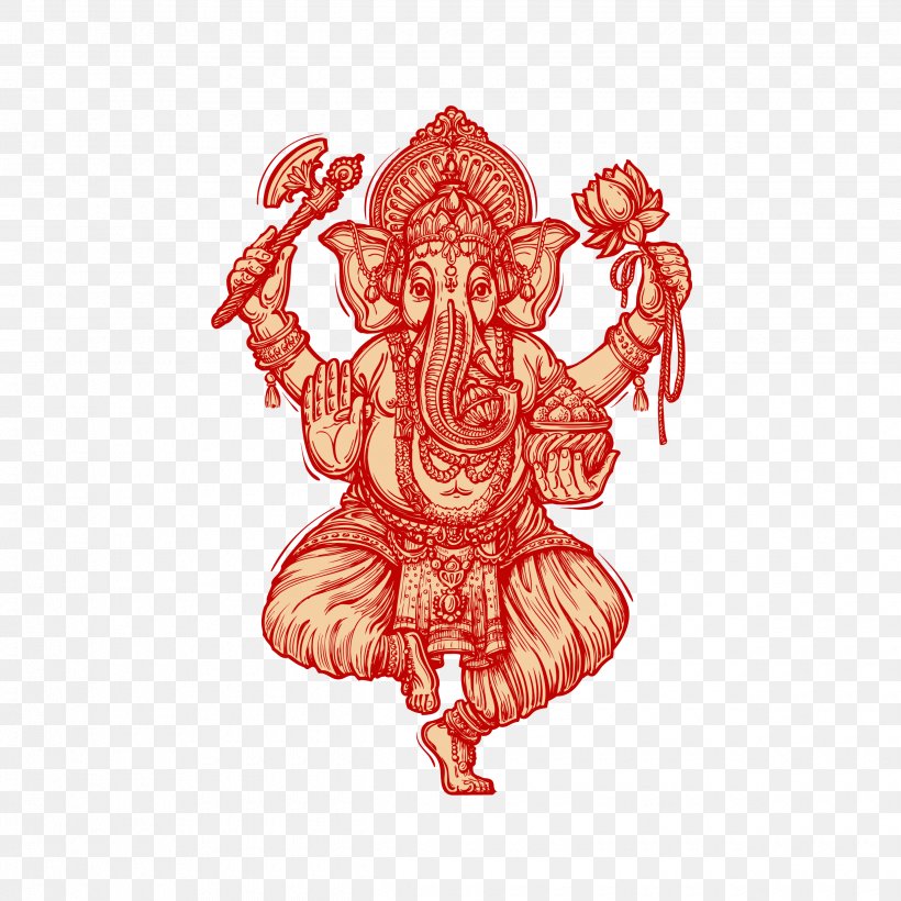 Ganesha Ganesh Chaturthi Stock Illustration Illustration, PNG, 2480x2480px, Watercolor, Cartoon, Flower, Frame, Heart Download Free