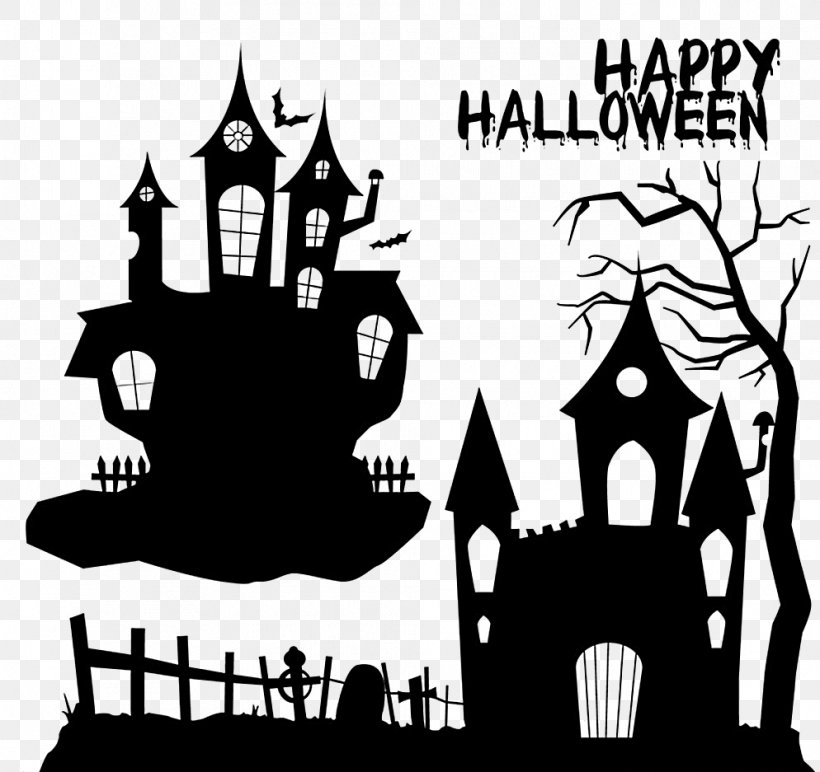 Halloween Castle, PNG, 994x937px, Halloween, Black, Black And White, Brand, Cartoon Download Free