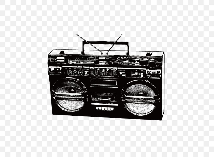 Boombox Radio Clip Art, PNG, 600x600px, Boombox, Black And White, Broadcasting, Compact Cassette, Electronics Download Free