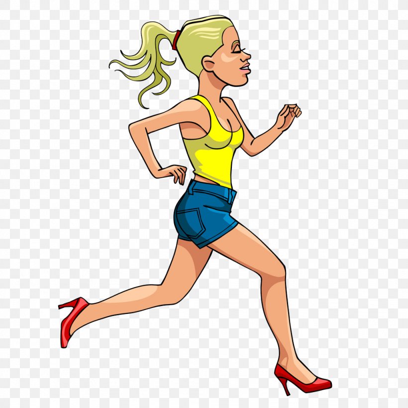 Cartoon Running Woman, PNG, 1024x1024px, Watercolor, Cartoon, Flower, Frame, Heart Download Free