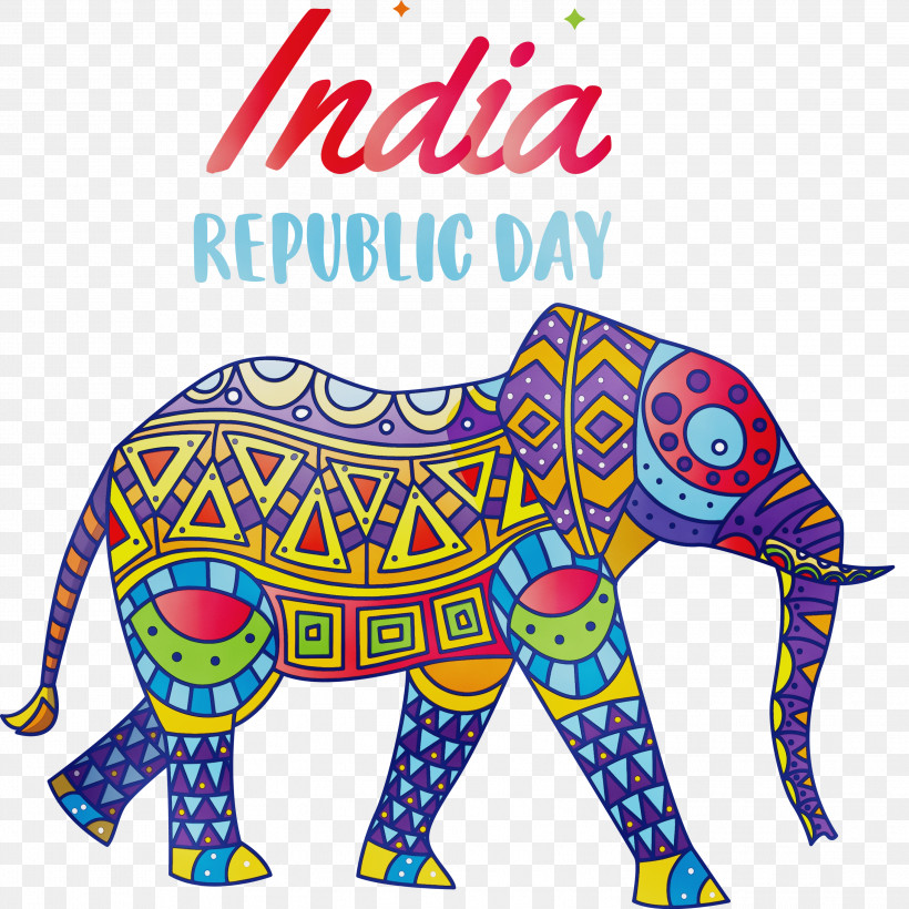 Indian Elephant, PNG, 2999x3000px, 26 January, India Republic Day, African Elephant, Animal Figure, Coloring Book Download Free