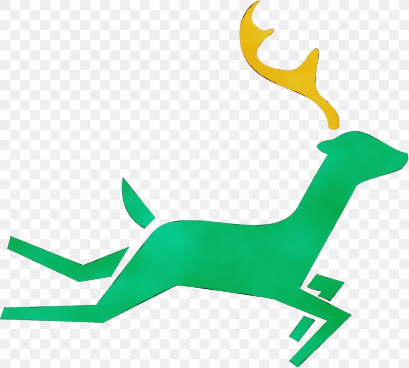 Reindeer, PNG, 1026x924px, Watercolor, Deer, Green, Logo, Paint Download Free