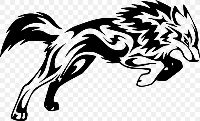 Gray Wolf Tattoo Coyote Tribe Clip Art, PNG, 974x591px, Gray Wolf, Animal, Art, Big Cats, Black Download Free