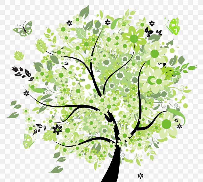 Tree Spring Clip Art, PNG, 7961x7127px, Tree, Branch, Flora, Floral Design, Flower Download Free