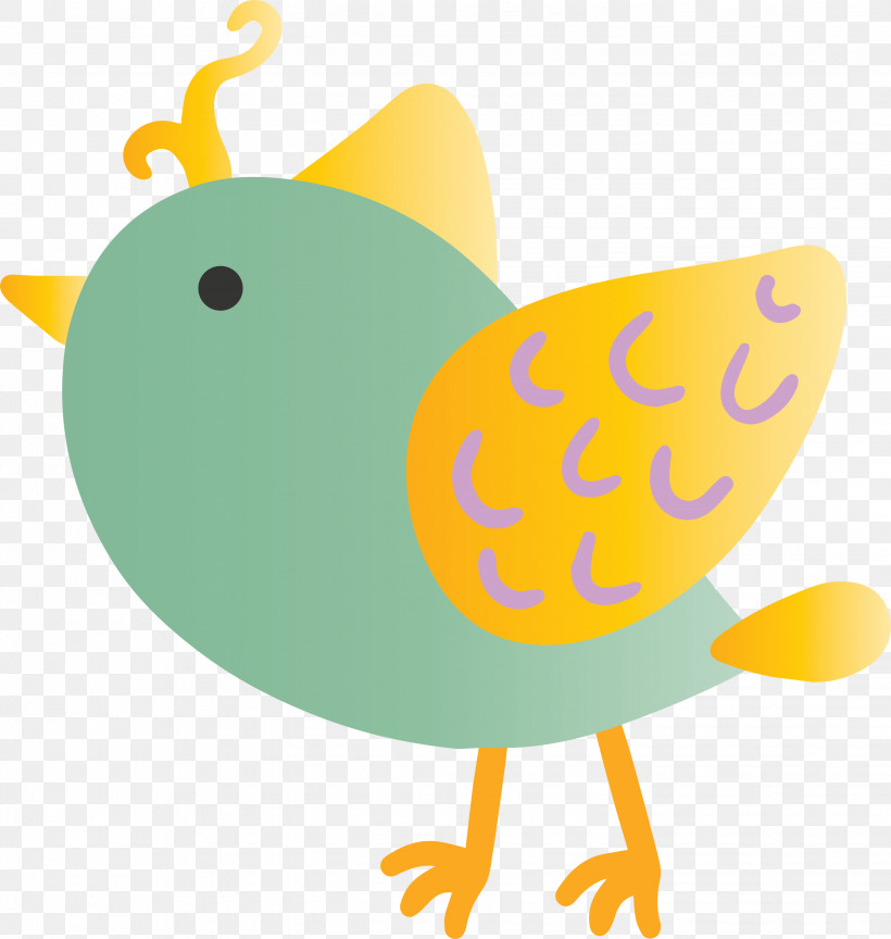 Cartoon Yellow Bird Beak Perching Bird, PNG, 2844x3000px, Cute Cartoon Bird, Beak, Bird, Cartoon, Perching Bird Download Free