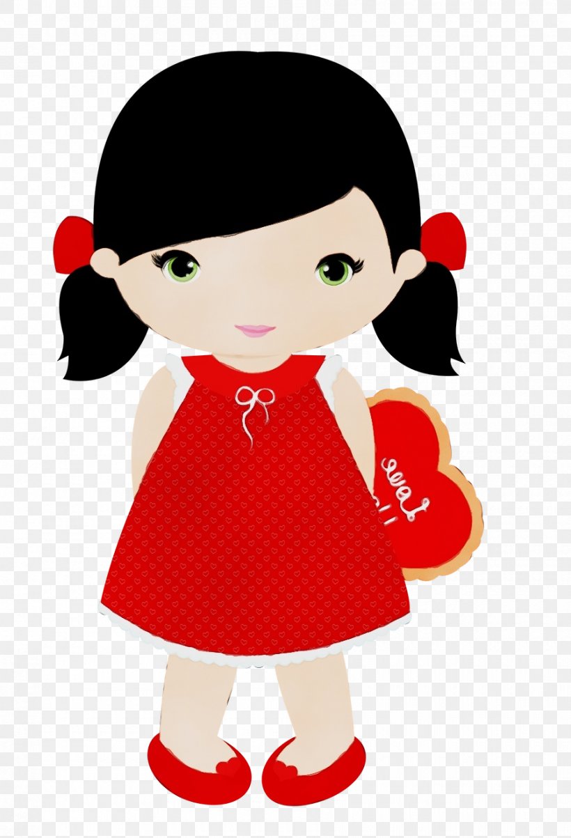Cartoon Red Clip Art Fictional Character Black Hair, PNG, 900x1321px ...