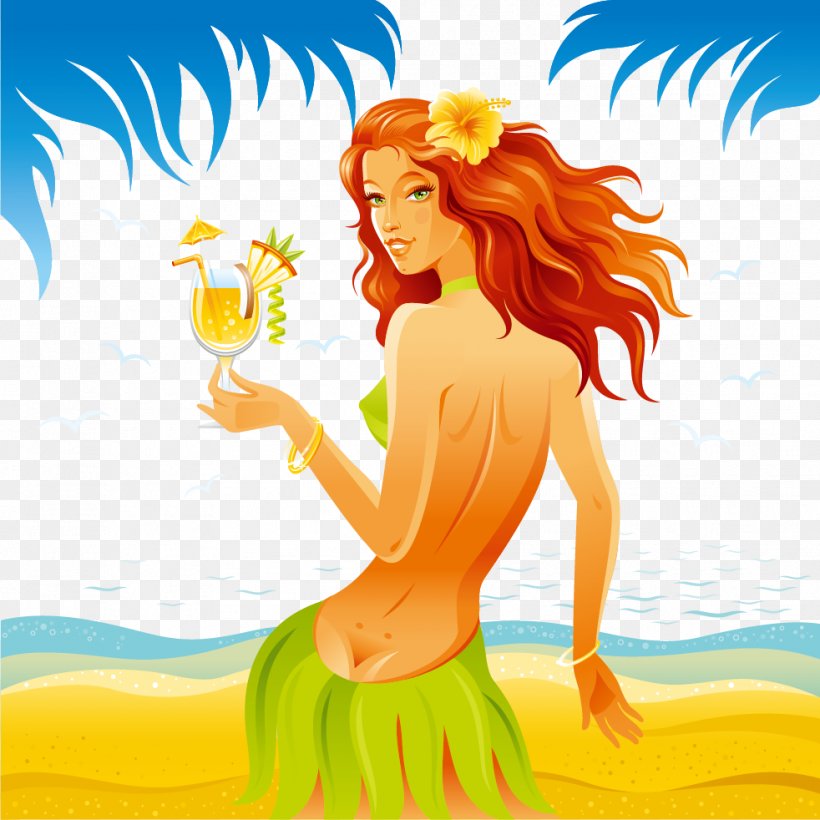 Cocktail Beach Hula Illustration, PNG, 982x982px, Watercolor, Cartoon, Flower, Frame, Heart Download Free