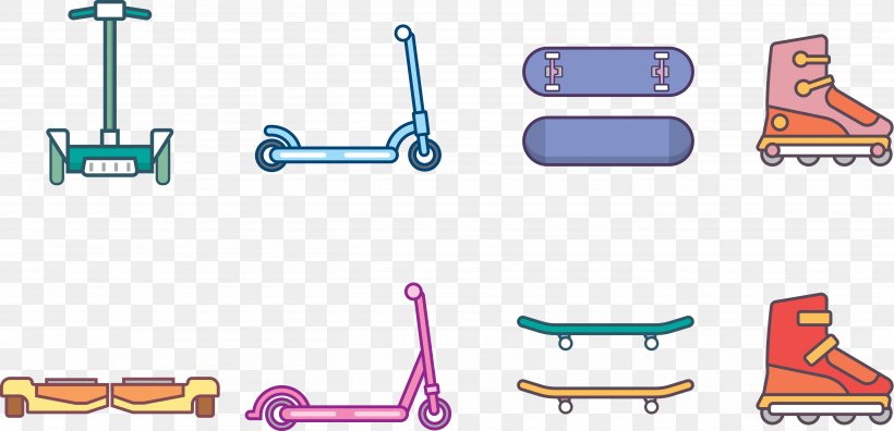 Euclidean Vector Icon, PNG, 5450x2633px, Skateboard, Area, Kick Scooter, Material, Technology Download Free