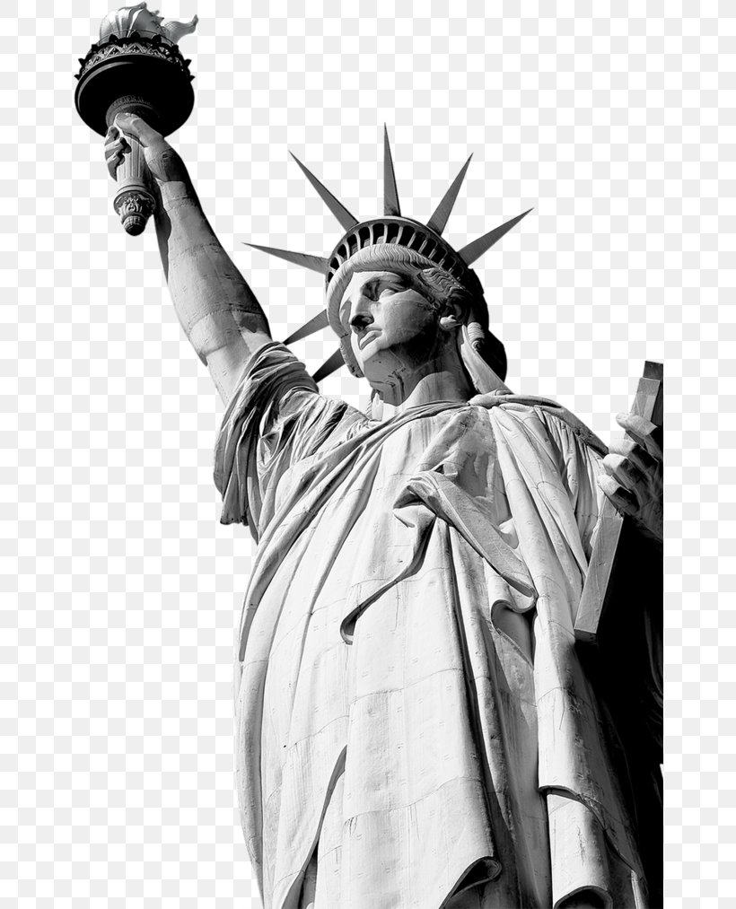 Statue Of Liberty New York Harbor Landmark, PNG, 658x1013px, Statue Of Liberty, Artwork, Black And White, Classical Sculpture, History Download Free